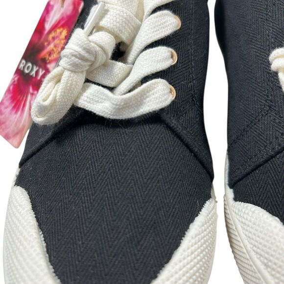 Roxy Pierview Black Canvas Lace Up Low Top Cushion Sneaker‎ Sz 10 New w/Tag NWOB - Picture 3 of 15